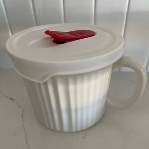 Corningware French White Mug with Red Lid